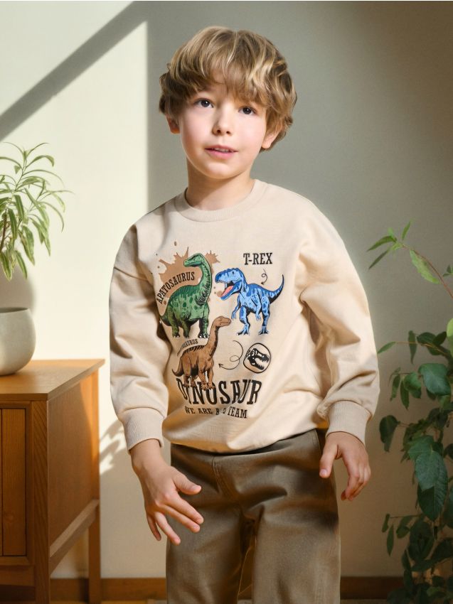 Sinsay - Bluza z dinozaurami - beżowy