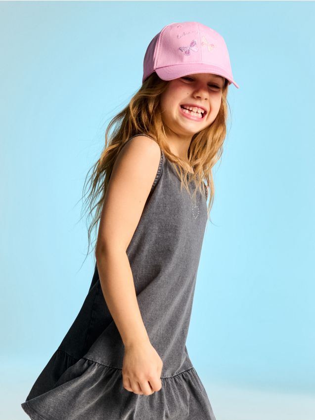 Sinsay - Șapcă din bumbac cu broderie - roz-pastel