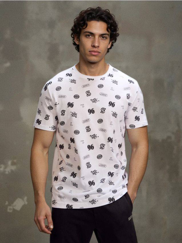 Sinsay - Tricou din bumbac cu model - alb