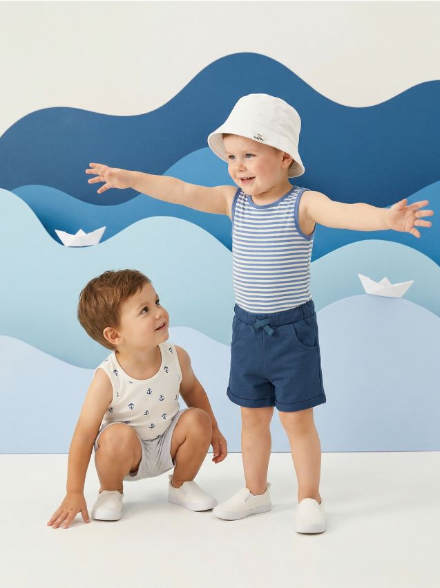 Sinsay - Body din bumbac cu motiv marin 2 pack - crem