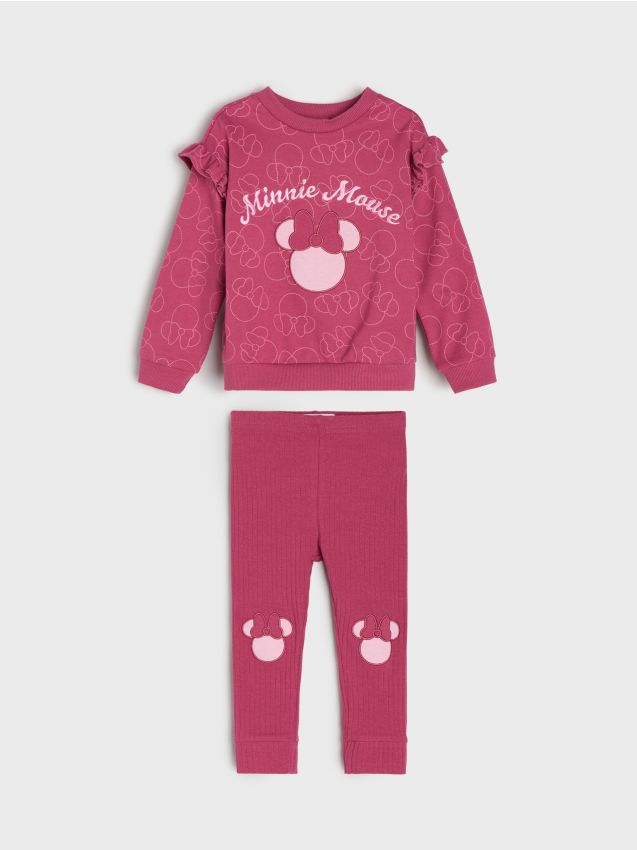 Sinsay - Set din bumbac: bluză și colanți Minnie Mouse - mov