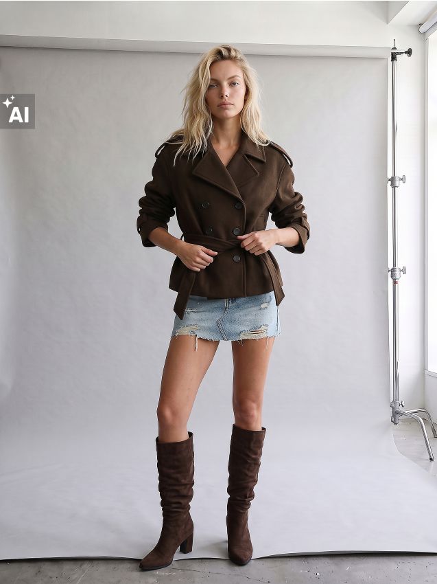 Sinsay - Fustă mini din denim cu efect de uzură - indigo jeans