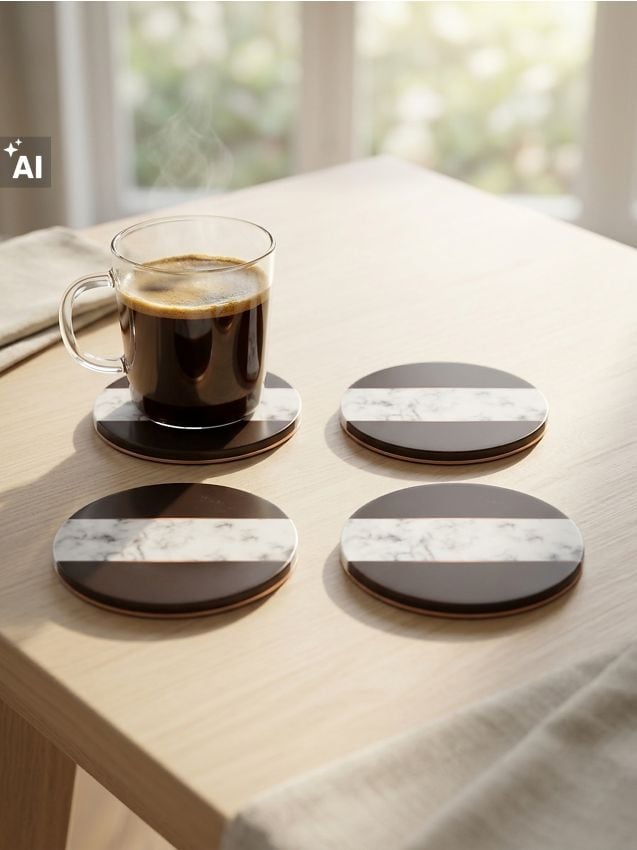Sinsay - Suporturi pentru pahare cu model marmorat 4 pack - bordo