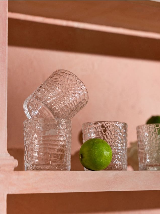 Sinsay - Set de pahare cu model în relief 4 pack - clear