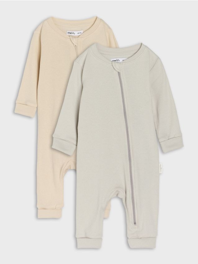 Sinsay - Súprava 2 bavlnených overalov - svetlošedá