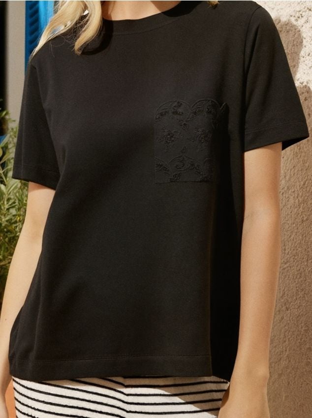 Sinsay - Tricou cu buzunar - negru