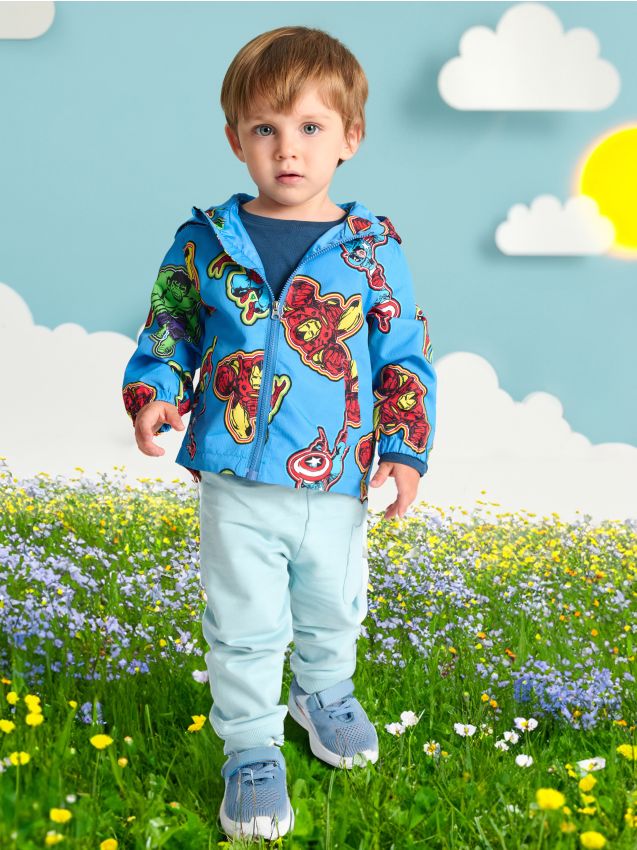 Sinsay - Lekka kurtka wiatrówka z kapturem Avengers - niebieski