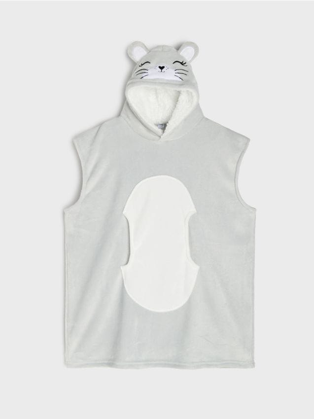 Sinsay - Pătură cu glugă cu motiv de iepure - gri deschis