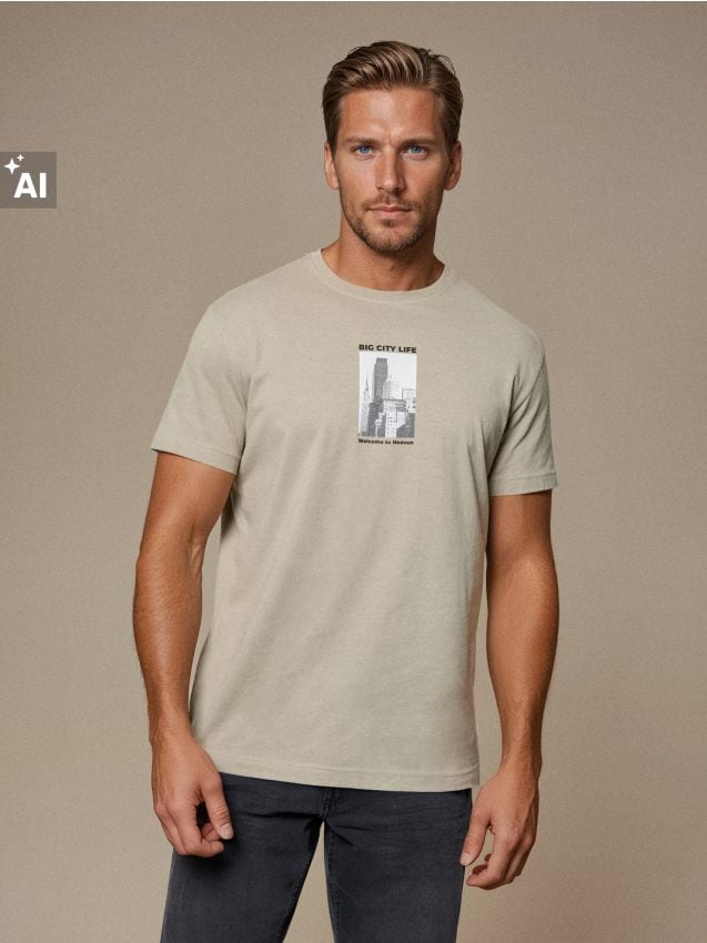 Sinsay - Tricou din bumbac cu imprimeu - verde-pal