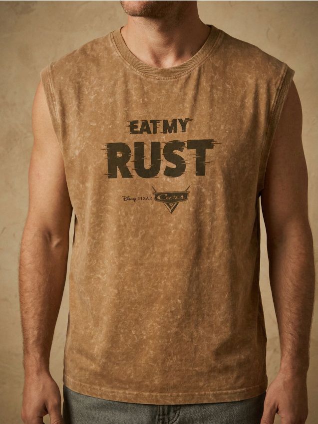 Sinsay - Tricou din bumbac boxy cu imprimeu Disney Cars - brun-auriu