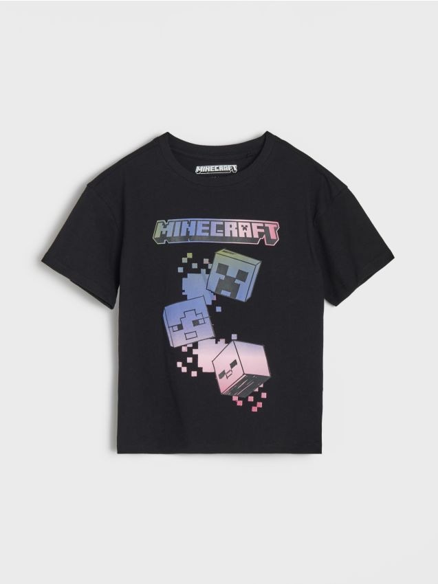 Sinsay - Tricou din bumbac cu imprimeu Minecraft - negru