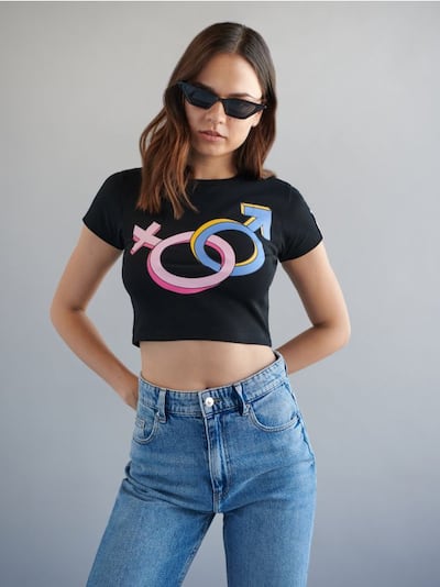 Sex Education crop top with print