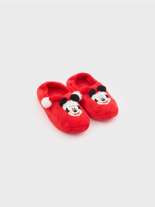 Sinsay - Plyšové papuče s 3D prvkami Mickey Mouse - červená