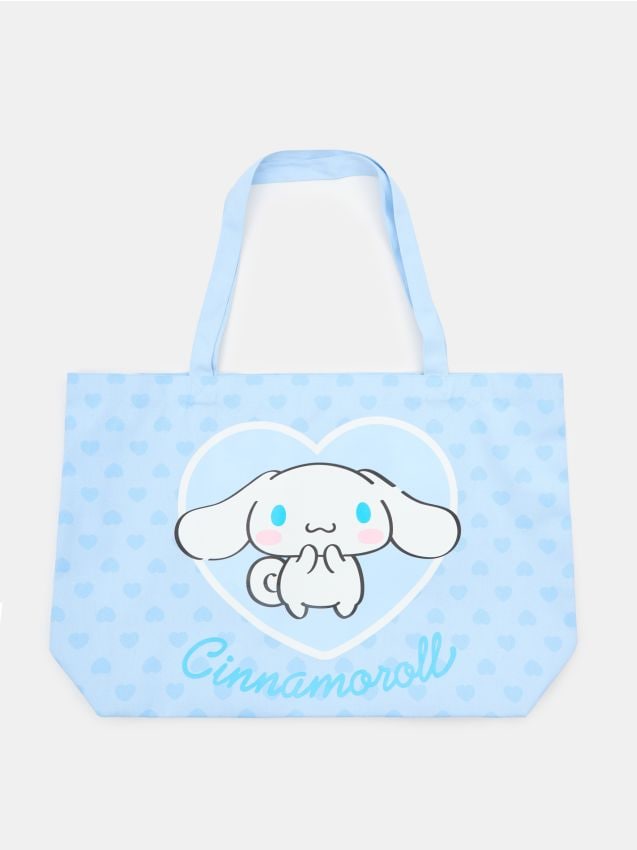 Sinsay - Materiałowa torba shopper z nadrukiem Cinnamoroll - błękitny