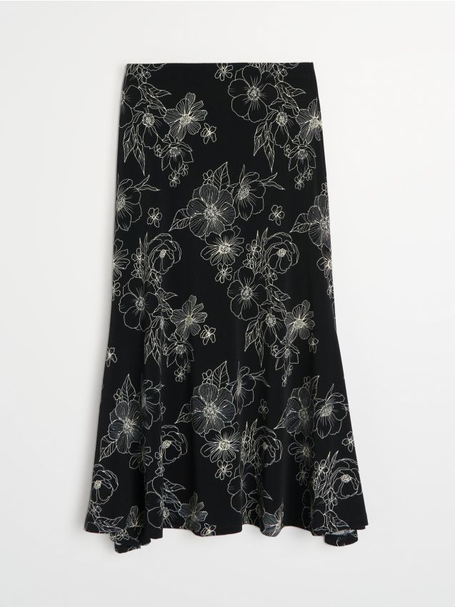 Sinsay - Fustă midi evazată cu flori - multicolor