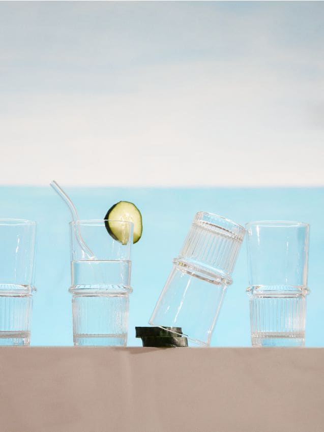 Sinsay - Set de pahare cu striații 4 pack - clear