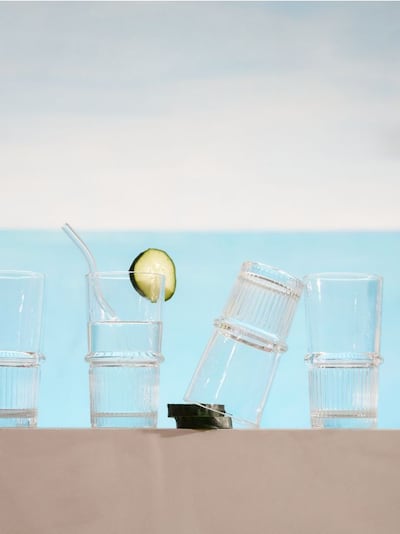 Komplet kozarcev z rebrastim vzorcem 4 pack