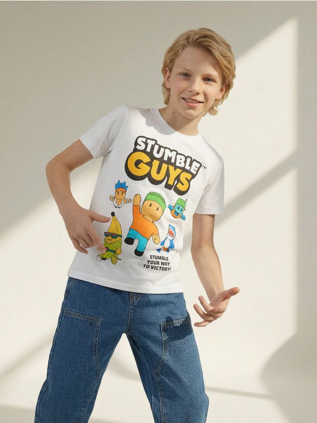 Sinsay - Tricou Stumble Guys - alb