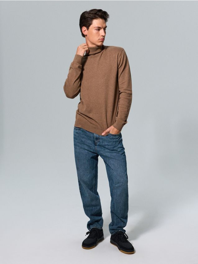 Sinsay - Blugi loose fit cu efect de spălare - bleumarin