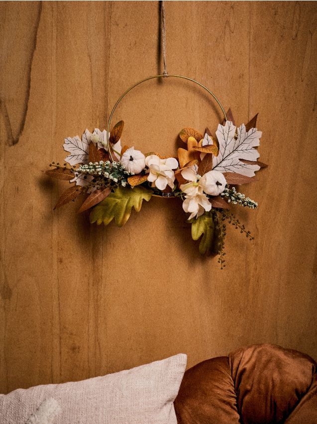 Sinsay - Coroniță decorativă de toamnă cu dovleci și frunze - portocaliu
