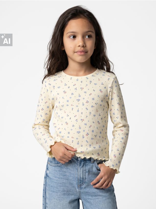 Sinsay - Tricou din bumbac cu imprimeu floral - galben