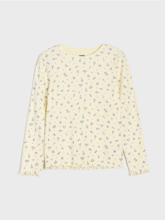 Sinsay - Tricou din bumbac cu imprimeu floral - galben