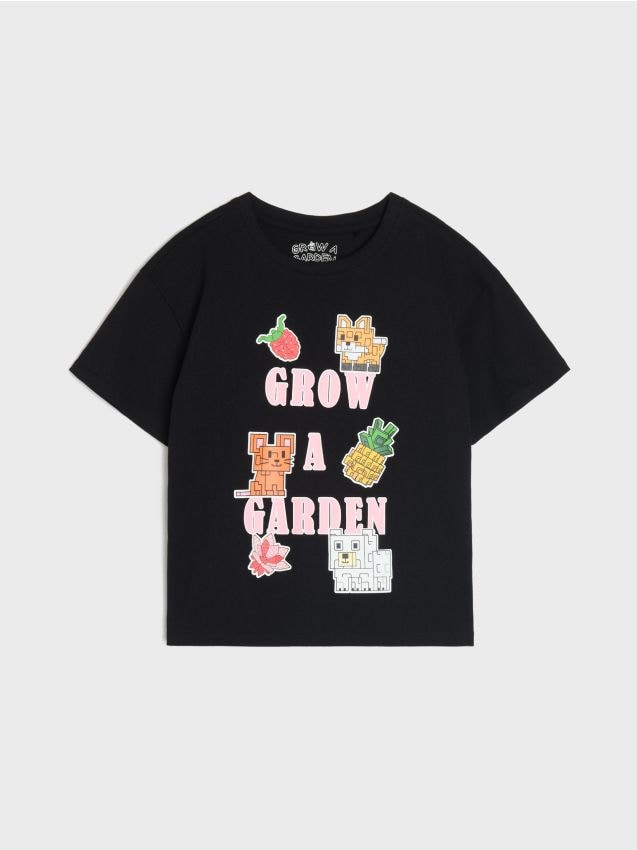 Sinsay - Tricou din bumbac cu imprimeu Grow a Garden Roblox - negru