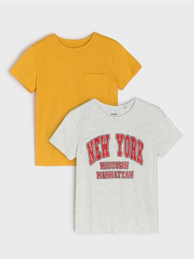 Sinsay - Tricou din bumbac 2 pack - galben