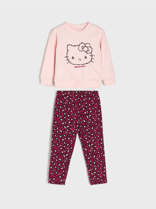 Sinsay - Set din bumbac: bluză și colanți Hello Kitty - mov