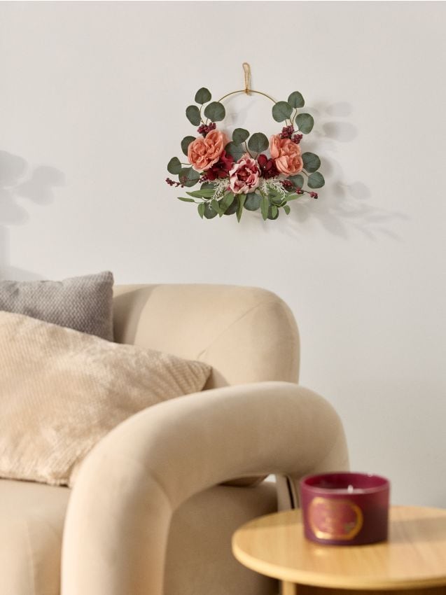 Sinsay - Coroană decorativă florală pe cerc metalic - roz-pastel