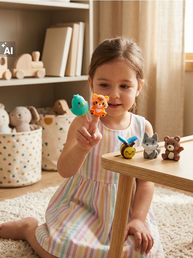 Sinsay - Păpuși de deget din silicon în formă de animale set de 5 - multicolor