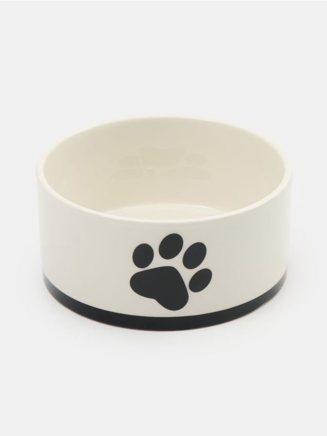 Sinsay - Bol ceramic pentru animale cu model de labă - crem