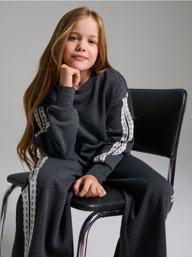 Sinsay - Mikina s okrúhlym výstrihom - tmavosivá