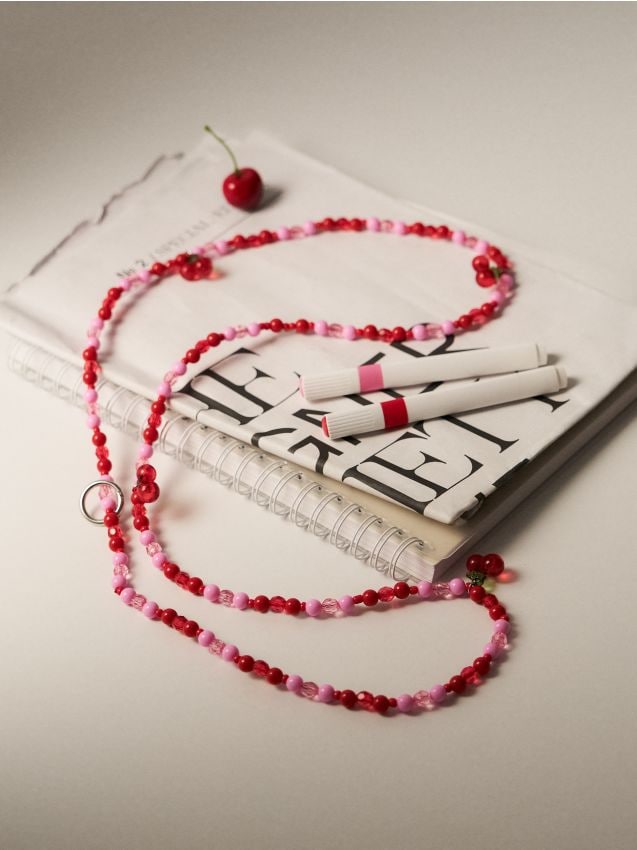 Sinsay - Șnur pentru telefon cu motiv de cireșe - roșu