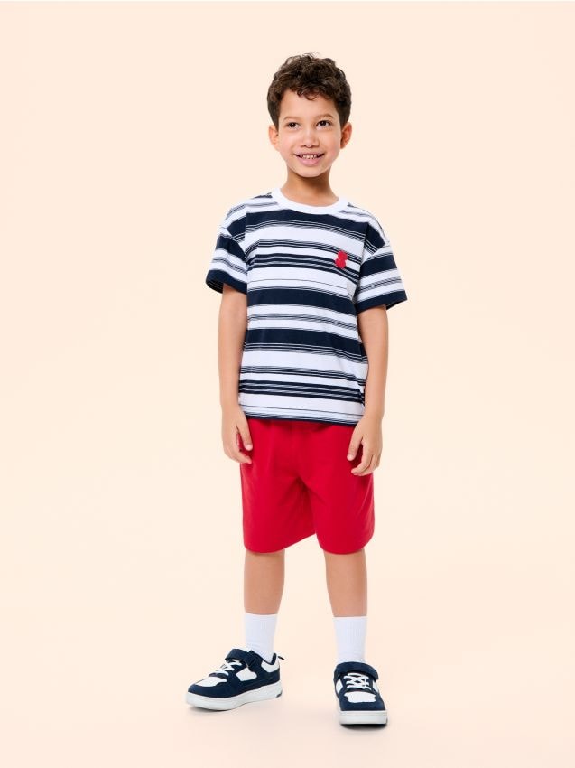 Sinsay - Tricou din bumbac cu dungi și imprimeu 3D - multicolor