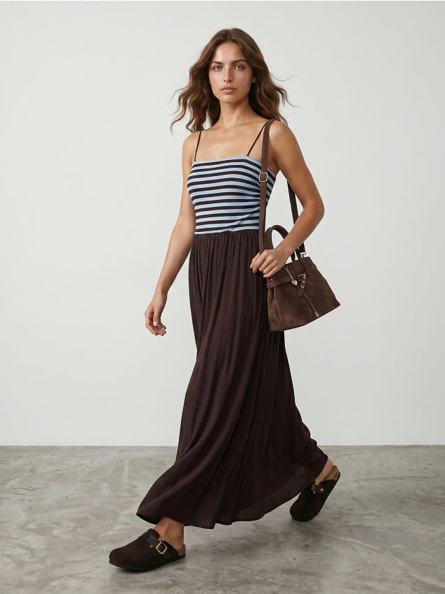 Sinsay - Rochie maxi cu cupe încorporate din viscoză - multicolor