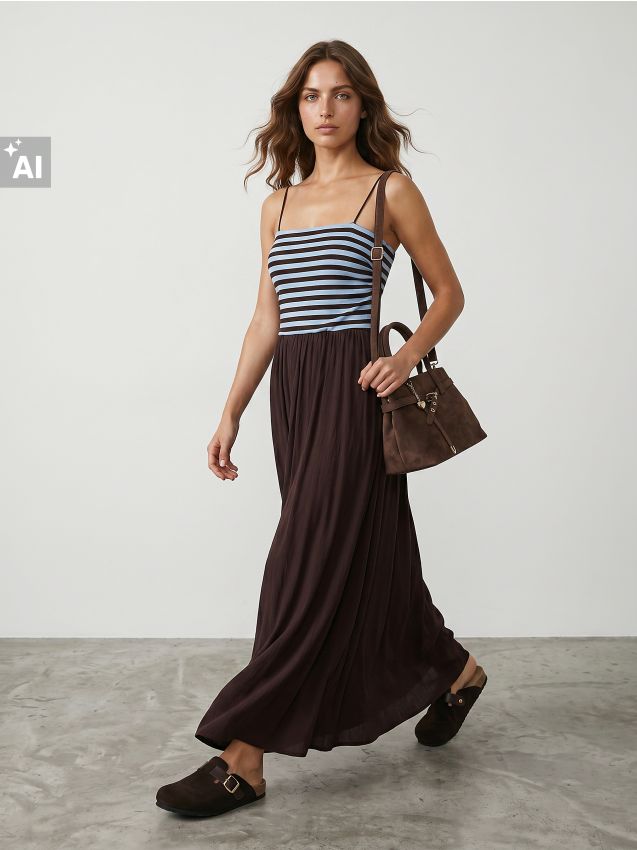 Sinsay - Rochie maxi cu cupe încorporate din viscoză - multicolor