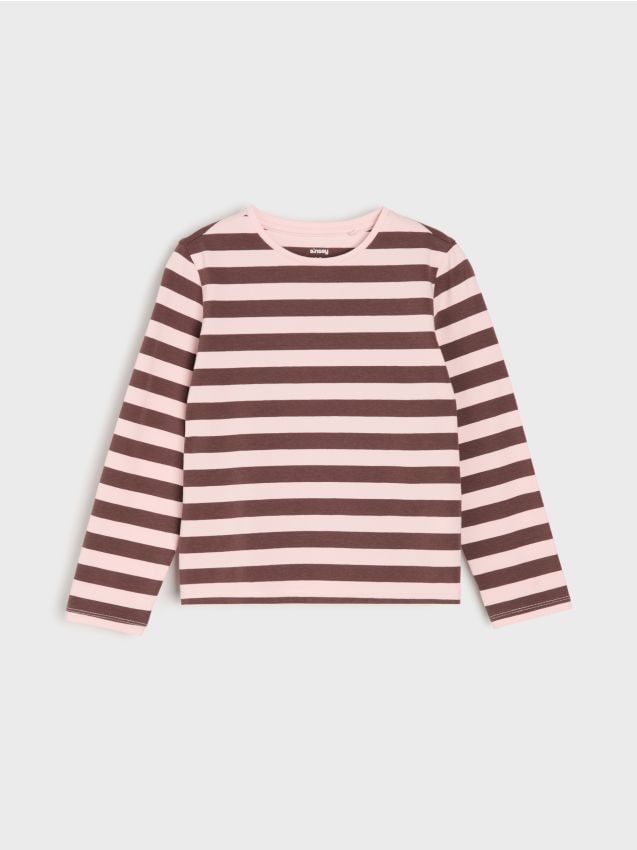 Sinsay - Tricou din bumbac cu mânecă lungă în dungi - multicolor