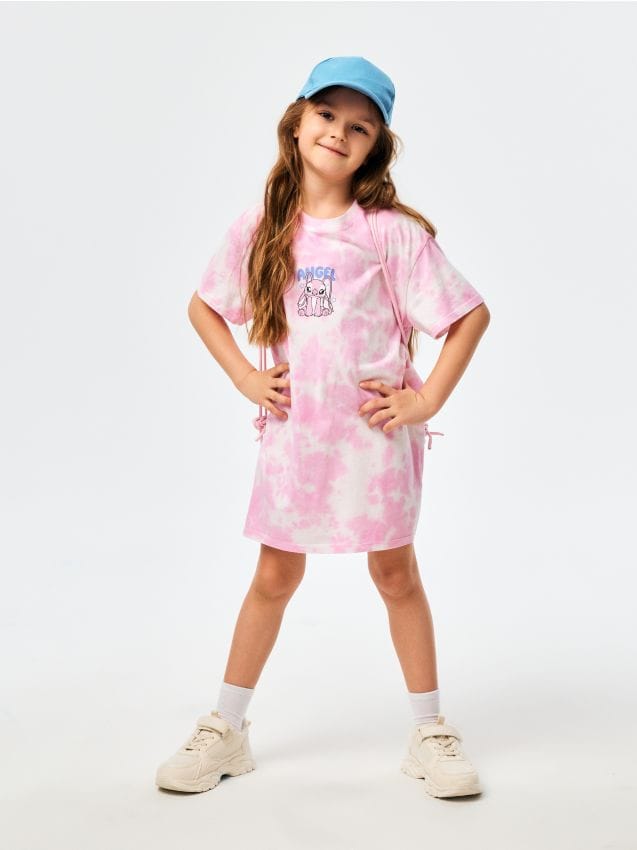 Sinsay - Rochie din bumbac cu imprimeu Stitch - roz