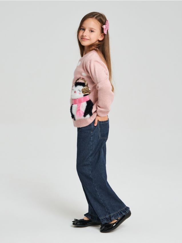 Sinsay - Jeansy wide leg - granatowy