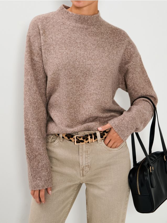 Sinsay - Sveter s dlhými rukávmi - kávová