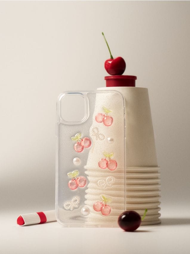 Sinsay - Husă pentru iPhone 11/XR cu motiv de cireșe și funde - roșu