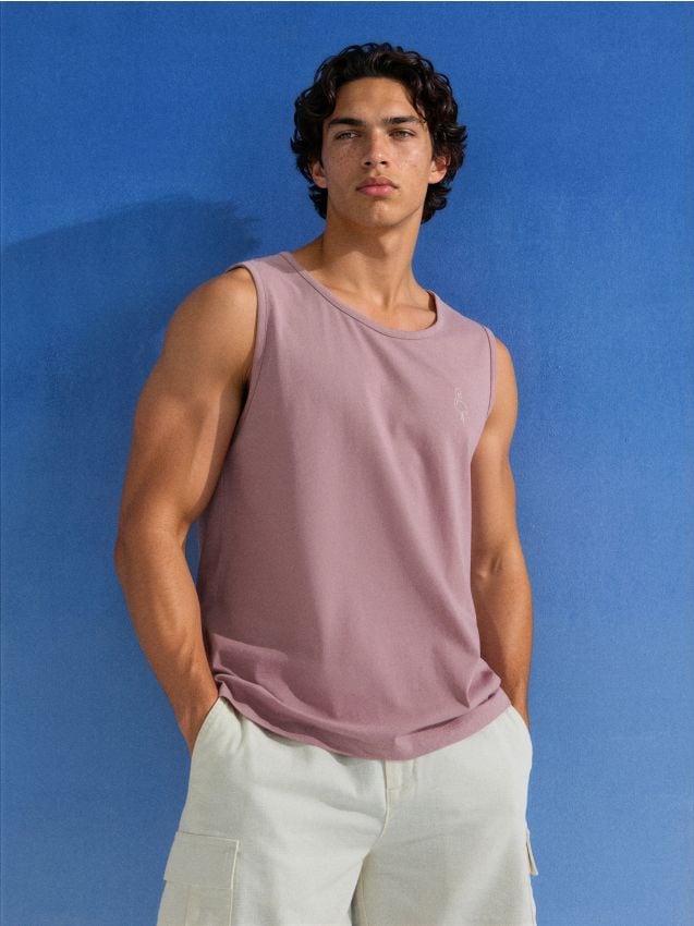 Sinsay - Tricou din bumbac fără mâneci - roz