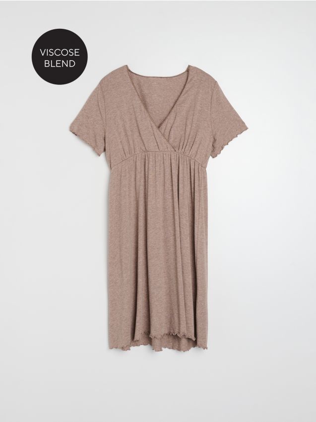 Sinsay - Koszula nocna ciążowa z bawełną i wiskozą - brązowy