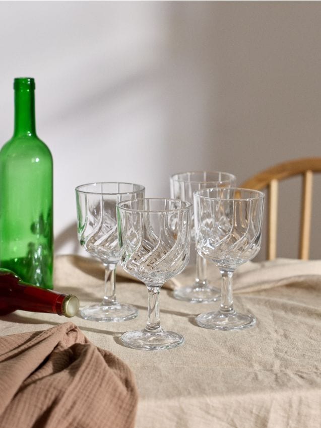 Sinsay - Pahare cu picior cu model embosat 4 pack - clear