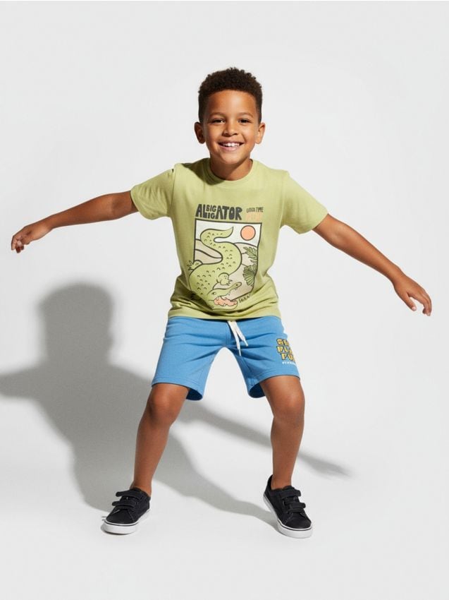 Sinsay - Tričko s krátkym rukávom a ozdobným výstrihom - svetloolivová