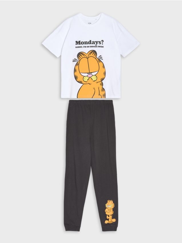 Sinsay - Dvojdielne pyžamo Garfield - biela