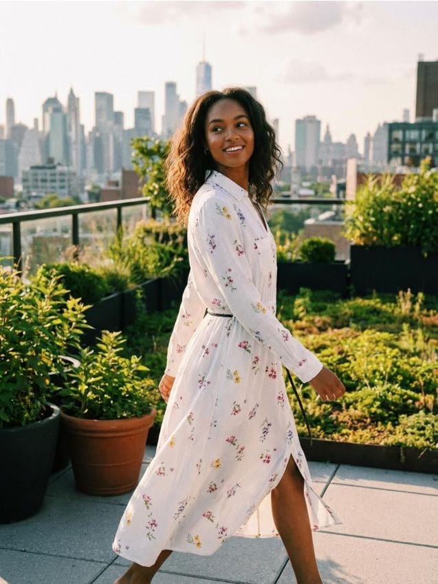 Sinsay - Rochie midi tip cămașă cu vâscoză și amestec de in cu imprimeu floral - multicolor