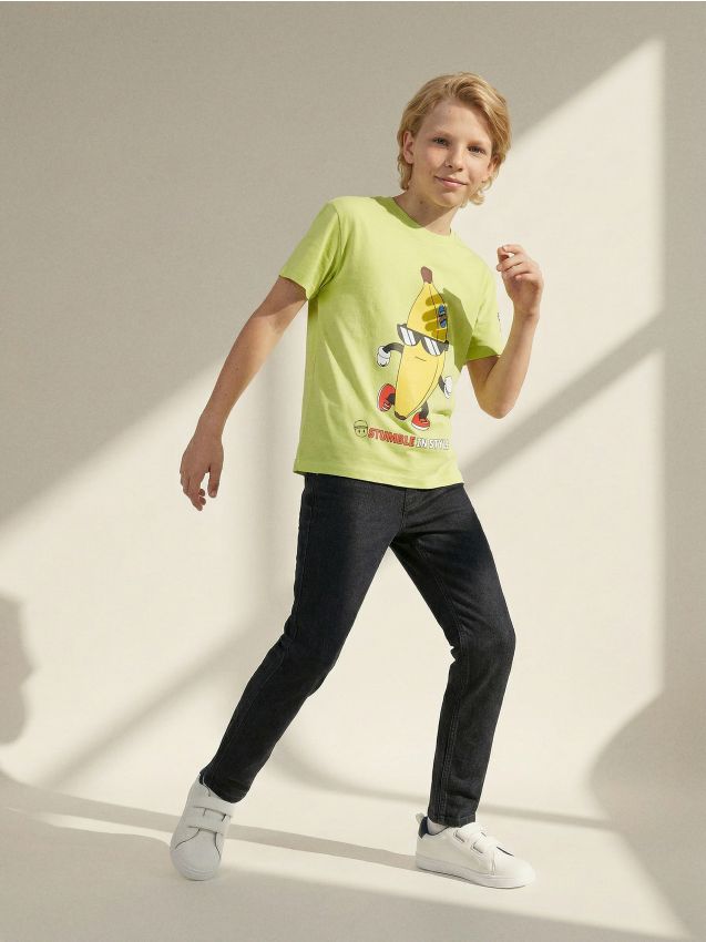 Sinsay - Tricou Stumble Guys - verde-gălbui