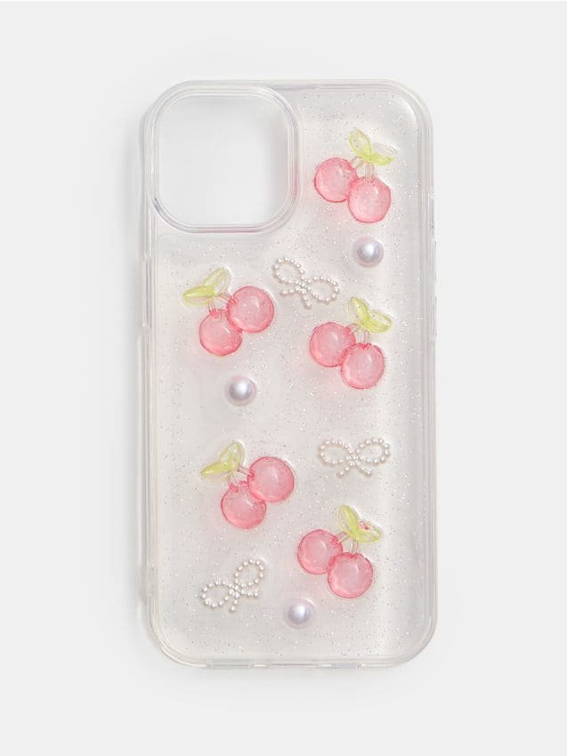 Sinsay - Husă pentru iPhone 13/14 cu motiv de cireșe și funde - roșu